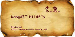 Kanyó Milán névjegykártya