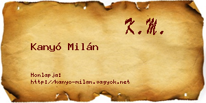 Kanyó Milán névjegykártya